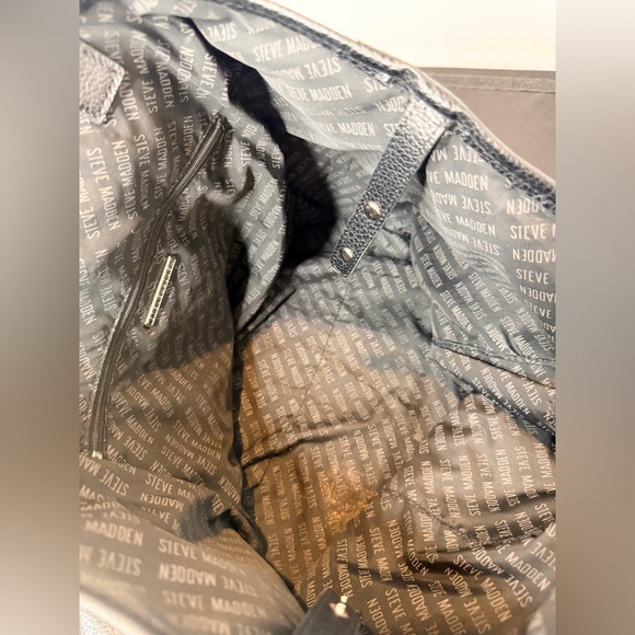 Steve Madden Black Pebbled Faux Leather Tote Bag | Everyday Carryall - Picture 12 of 14